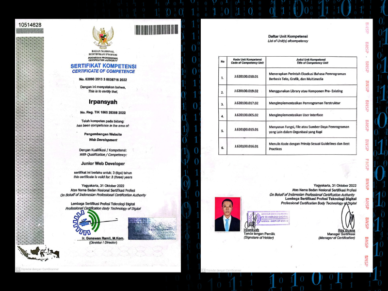 Sertifikat Junior Web Developer